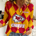 FINAL SALE - NEW CUSTOMIZED NFL01 KCC KANSAS CITY CHIEFS WOMEN CASUAL SHIRT FOR FAN