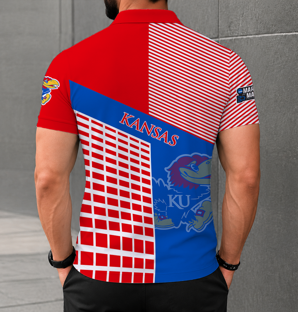 EXCLUSIVE  EDITION - NEW CUSTOMIZED NCAA MAM01 KSJ KANSAS JAYHAWKS POLO SHIRT