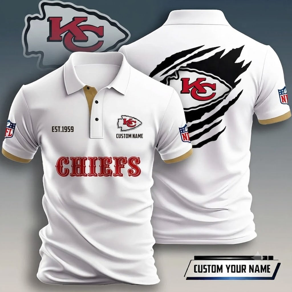 VIRAL EDITION - NEW CUSTOMIZED NFL01 KCC KANSAS CITY CHIEFS T-SHIRT, POLO SHIRT, ZIP POLO SHIRT, HOODIE, ZIP HOODIE & SWEATSHIRT