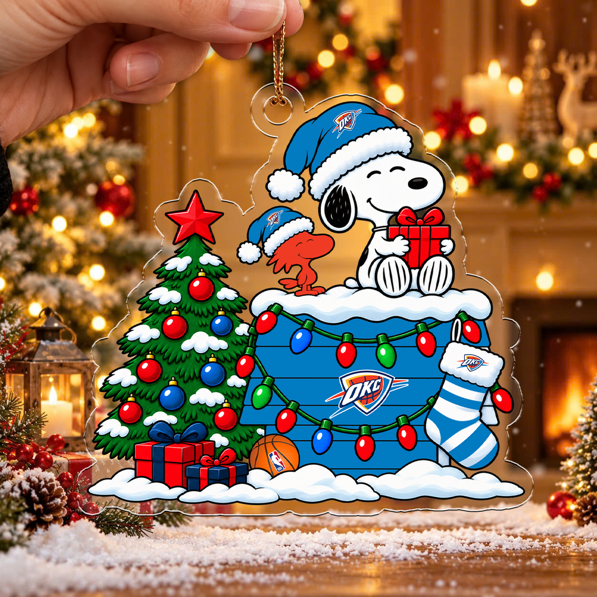 FLASH SALE - NEW CUSTOMIZED NBA01 OCT OKLAHOMA CITY THUNDER CHRISTMAS ACRYLIC ORNAMENT