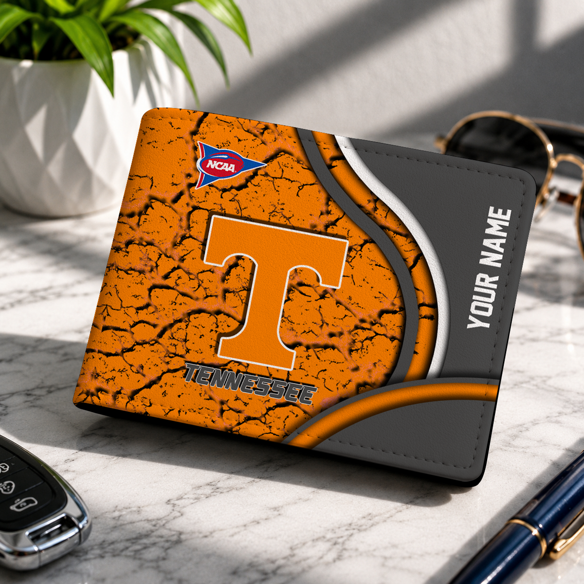 EXCLUSIVE EDITION - NEW CUSTOMIZED NCAA FBS01 TNV TENNESSEE VOLUNTEERS LEATHER WALLET