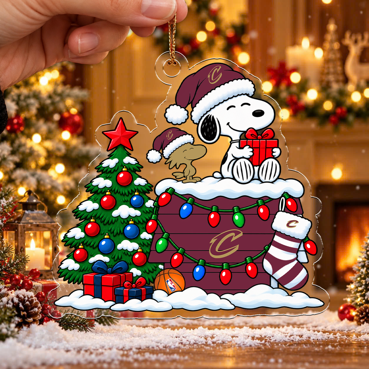 FLASH SALE - NEW CUSTOMIZED NBA02 CCA CLEVELAND CAVALIERS CHRISTMAS ACRYLIC ORNAMENT