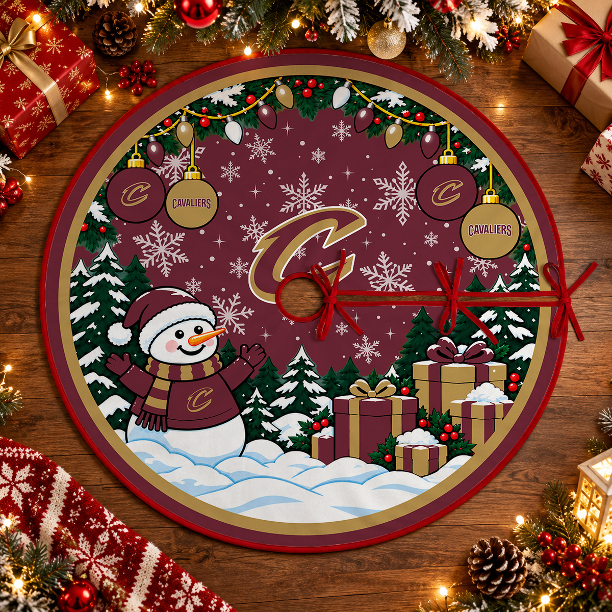 [FAN FAVORITE] NEW CUSTOMIZED NBA02 CCA CLEVELAND CAVALIERS CHRISTMAS TREE SKIRT