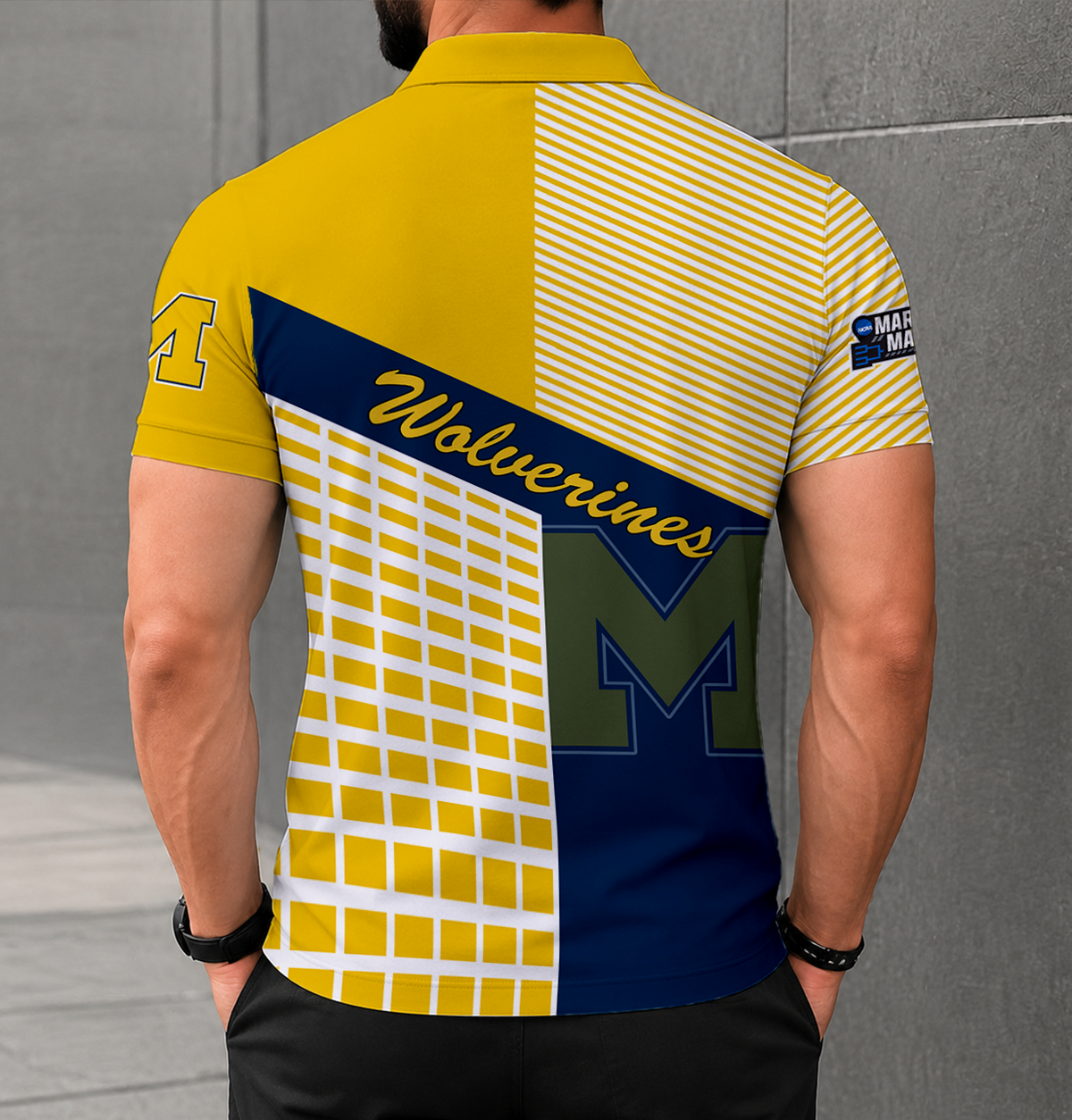 EXCLUSIVE  EDITION - NEW CUSTOMIZED NCAA MAM02 MIW MICHIGAN WOLVERINES POLO SHIRT