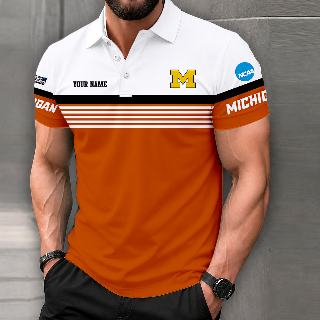 SPECIAL EDITION - NEW CUSTOMIZED NCAA MAM02 MIW MICHIGAN WOLVERINES POLO SHIRT