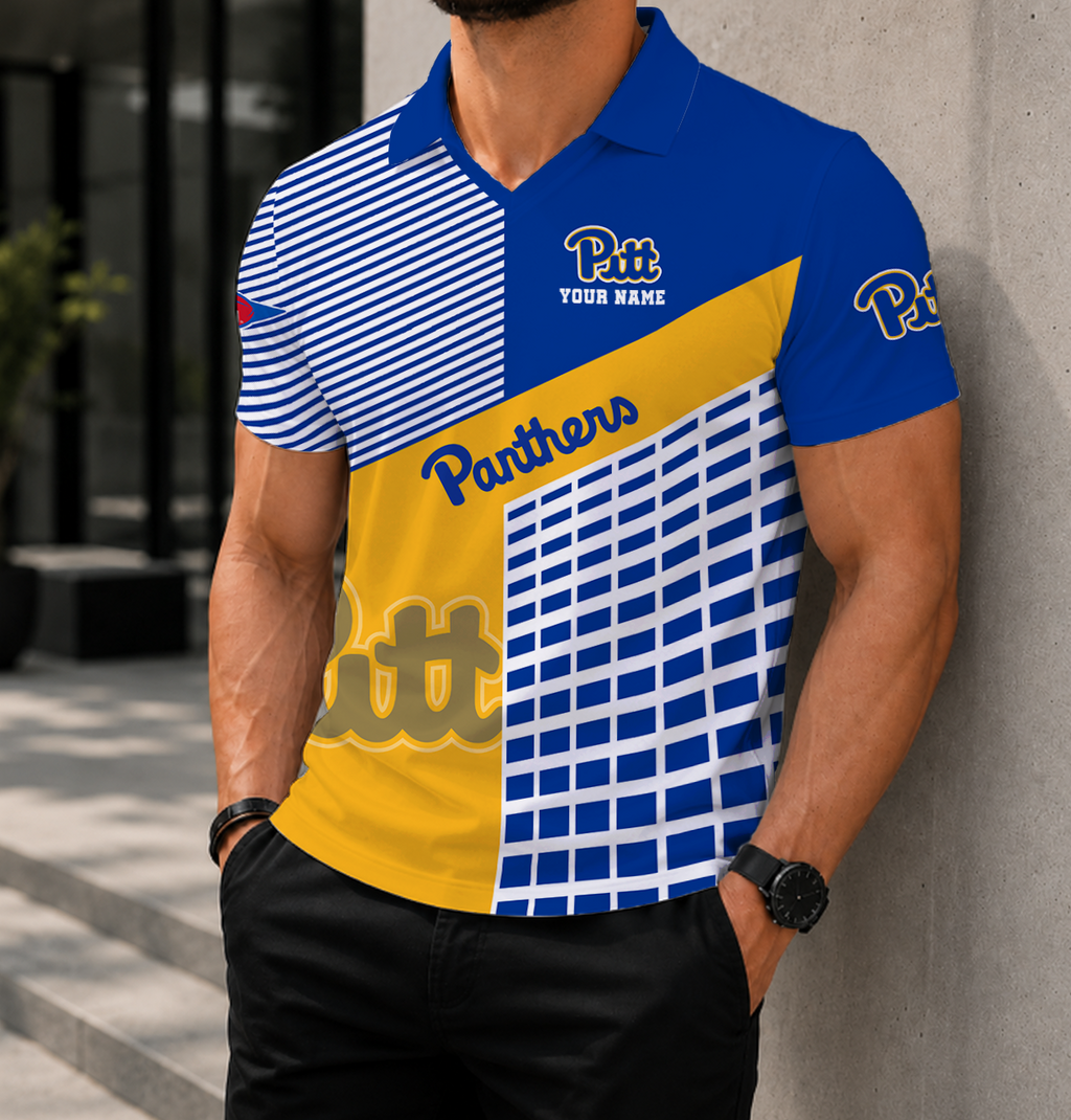 ELITE EDITION - NEW CUSTOMIZED NCAA FBS02 PIP PITTSBURGH PANTHERS POLO SHIRT