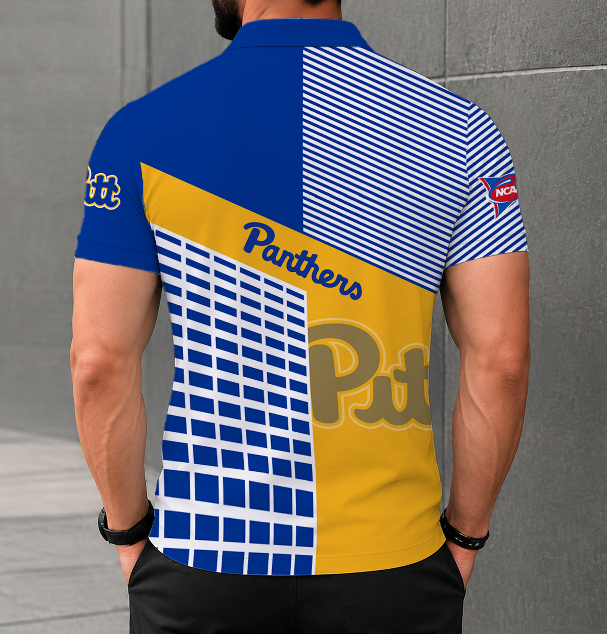 ELITE EDITION - NEW CUSTOMIZED NCAA FBS02 PIP PITTSBURGH PANTHERS POLO SHIRT
