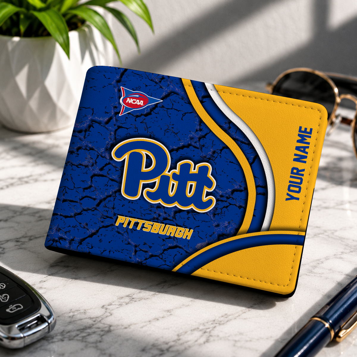 EXCLUSIVE EDITION - NEW CUSTOMIZED NCAA FBS02 PIP PITTSBURGH PANTHERS LEATHER WALLET