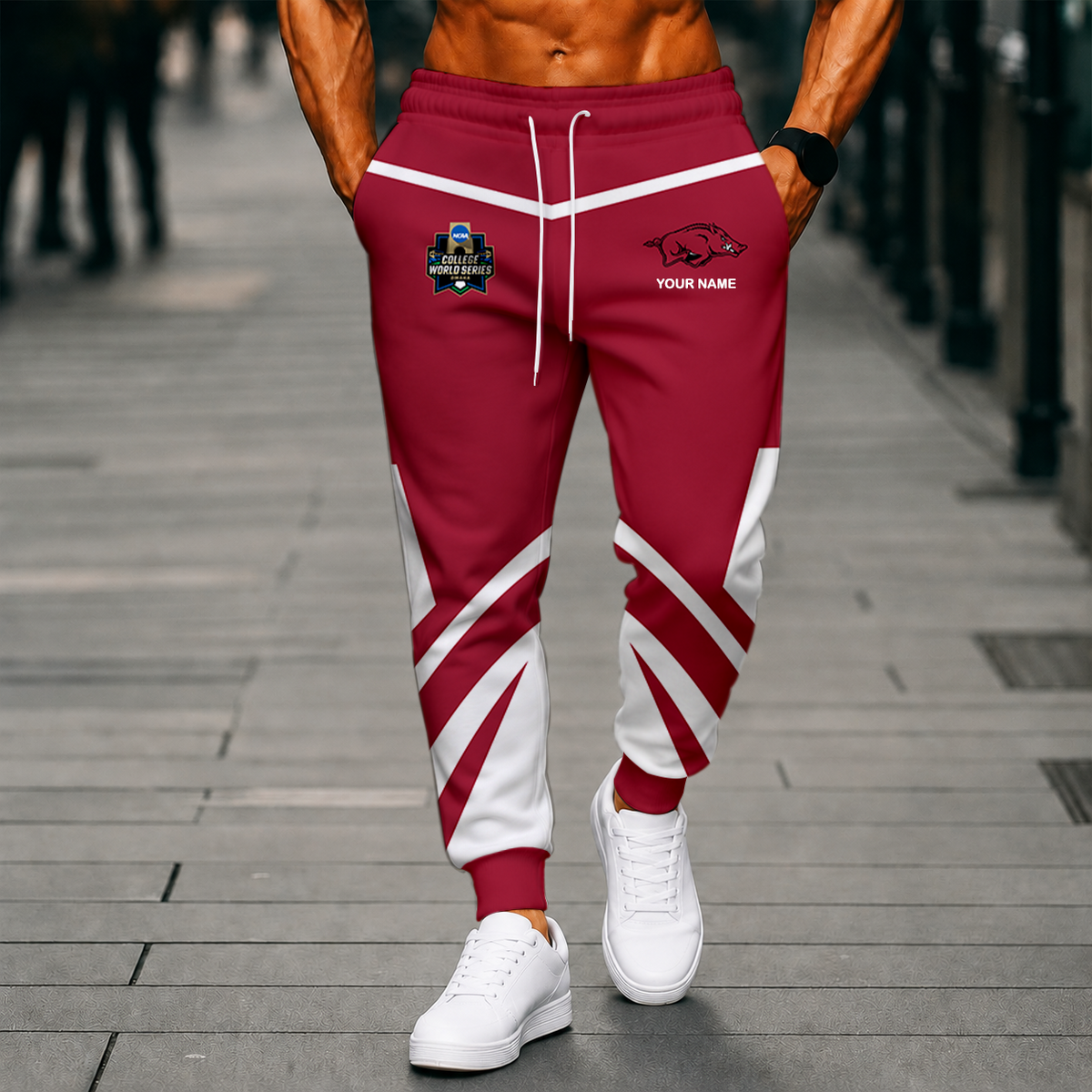 VIRAL EDITION - NEW CUSTOMIZED NCAA CWS03 AKR ARKANSAS RAZORBACKS SWEATPANTS