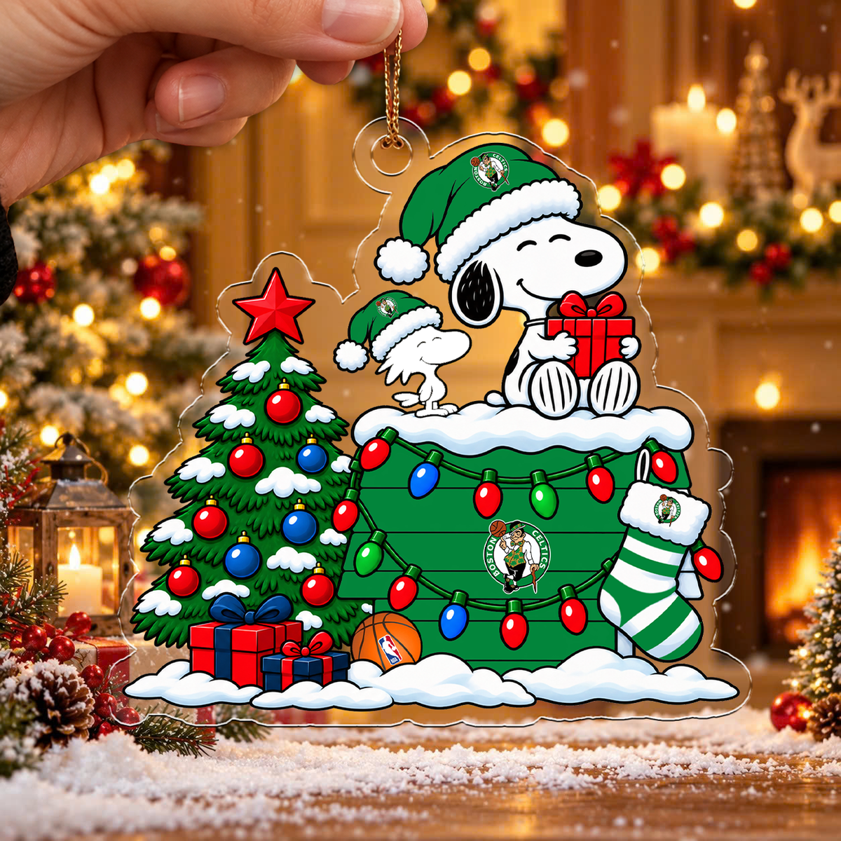 FLASH SALE - NEW CUSTOMIZED NBA03 BCE BOSTON CELTICS CHRISTMAS ACRYLIC ORNAMENT