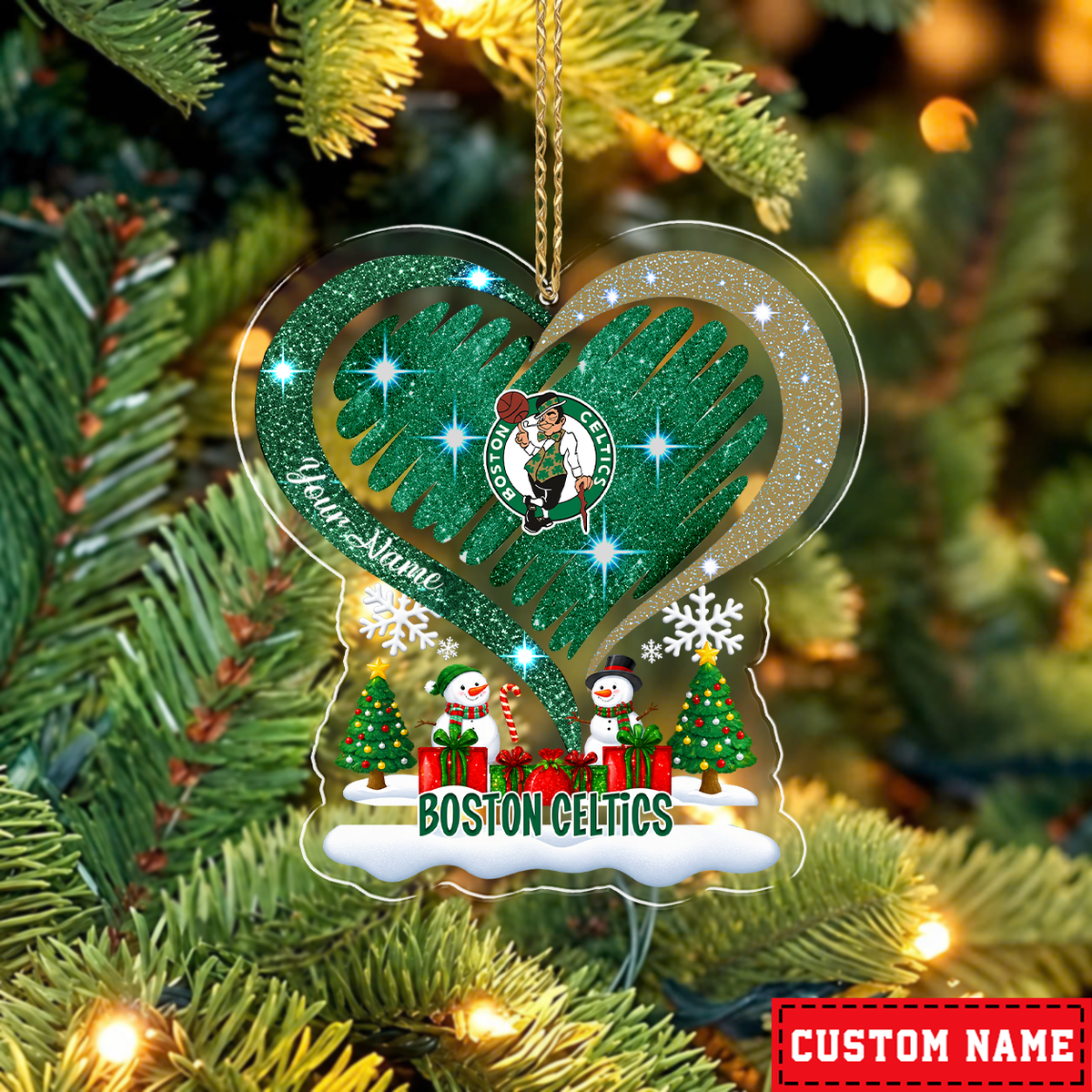 FLASH SALE - NEW CUSTOMIZED NBA03 BCE BOSTON CELTICS CHRISTMAS ACRYLIC ORNAMENT