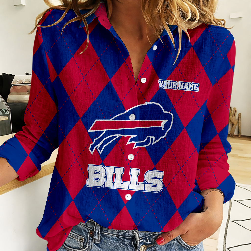 FINAL SALE - NEW CUSTOMIZED NFL03 BFB BUFFALO BILLS WOMEN CASUAL SHIRT FOR FAN