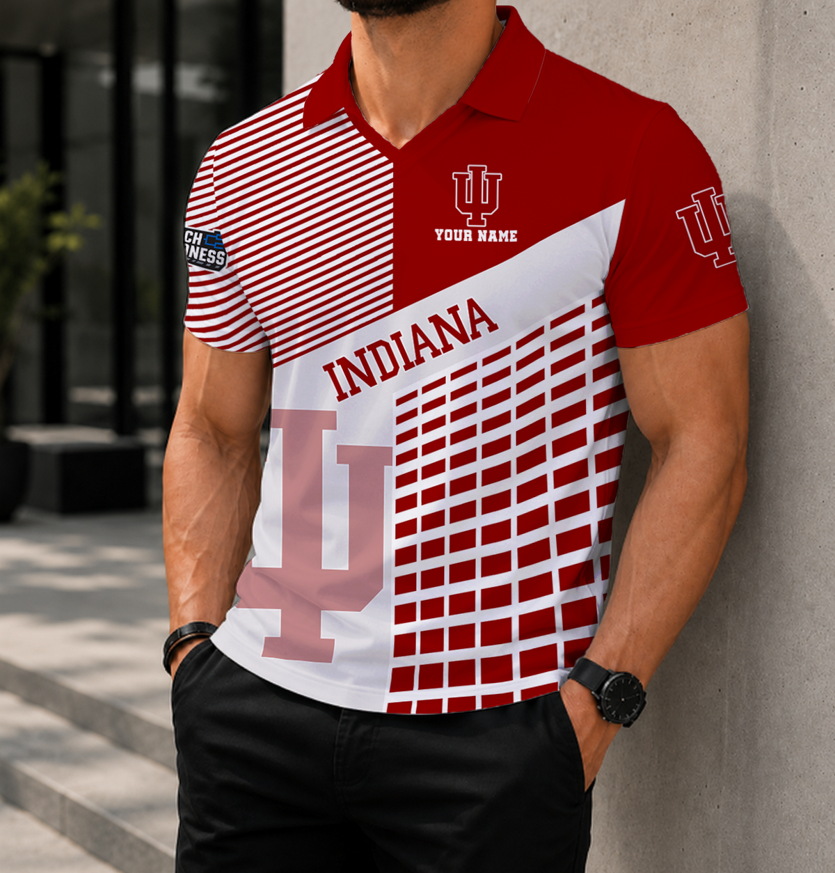 EXCLUSIVE  EDITION - NEW CUSTOMIZED NCAA MAM03 IDH INDIANA HOOSIERS POLO SHIRT