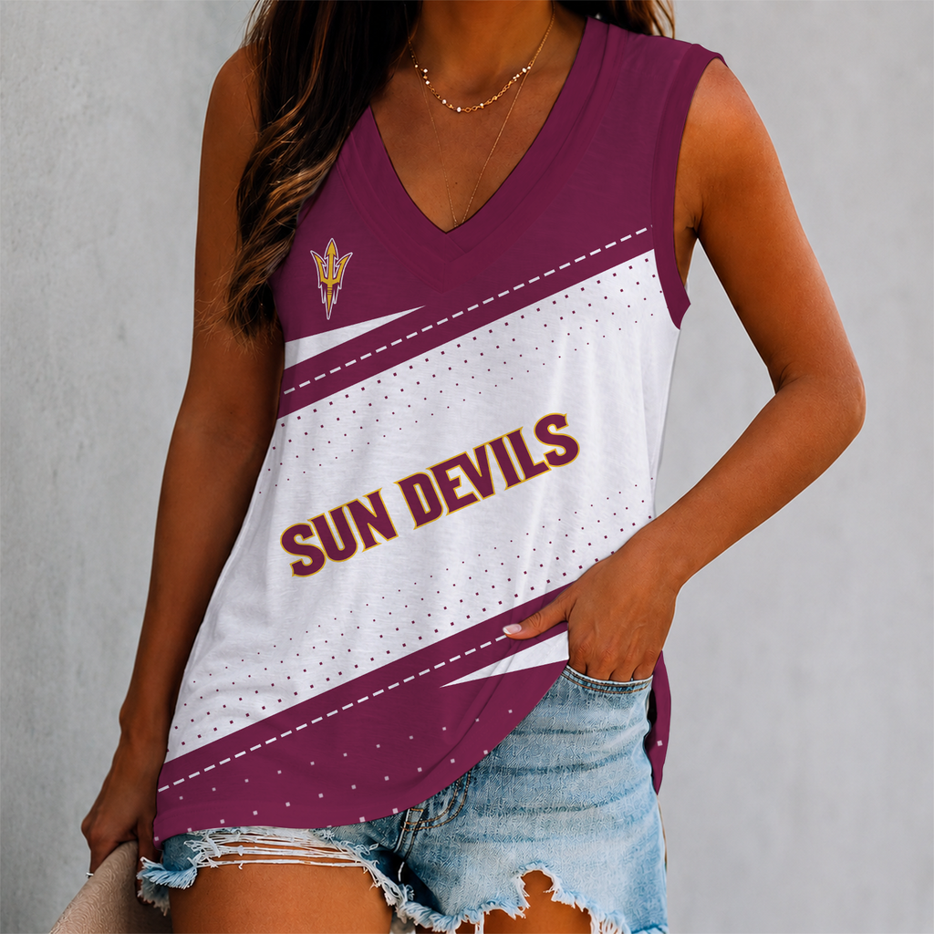 LIMITED EDITION - NEW CUSTOMIZED NCAA FBS04 ASS ARIZONA STATE SUN DEVILS WOMEN'S V-NECK TANK TOP