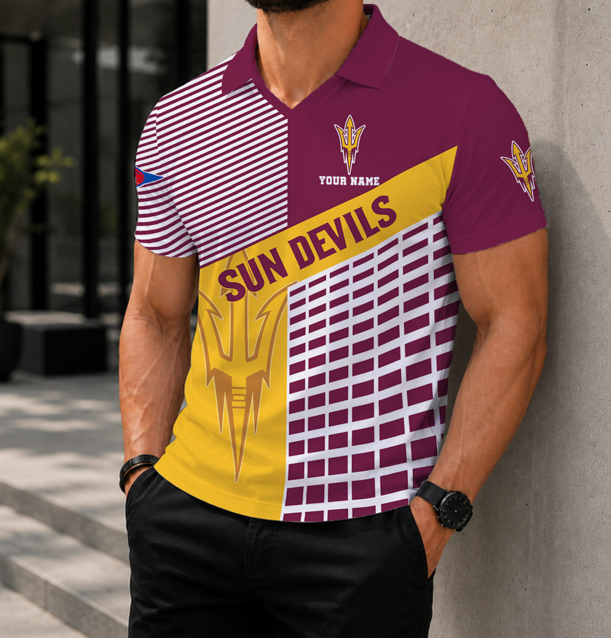 ELITE EDITION - NEW CUSTOMIZED NCAA FBS04 ASS ARIZONA STATE SUN DEVILS POLO SHIRT