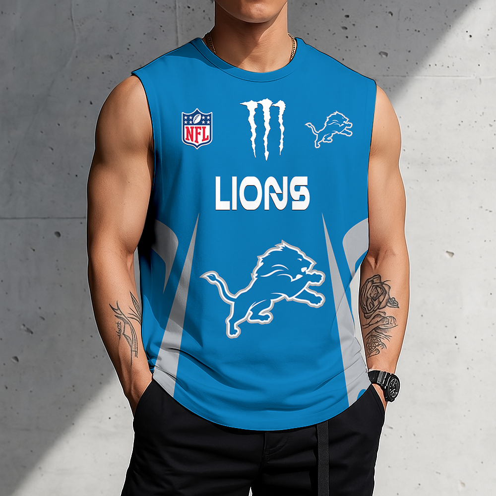 SPECIAL EDITION - NEW CUSTOMIZED NFL04 DTL DETROIT LIONS MEN'S GYM SHIRT