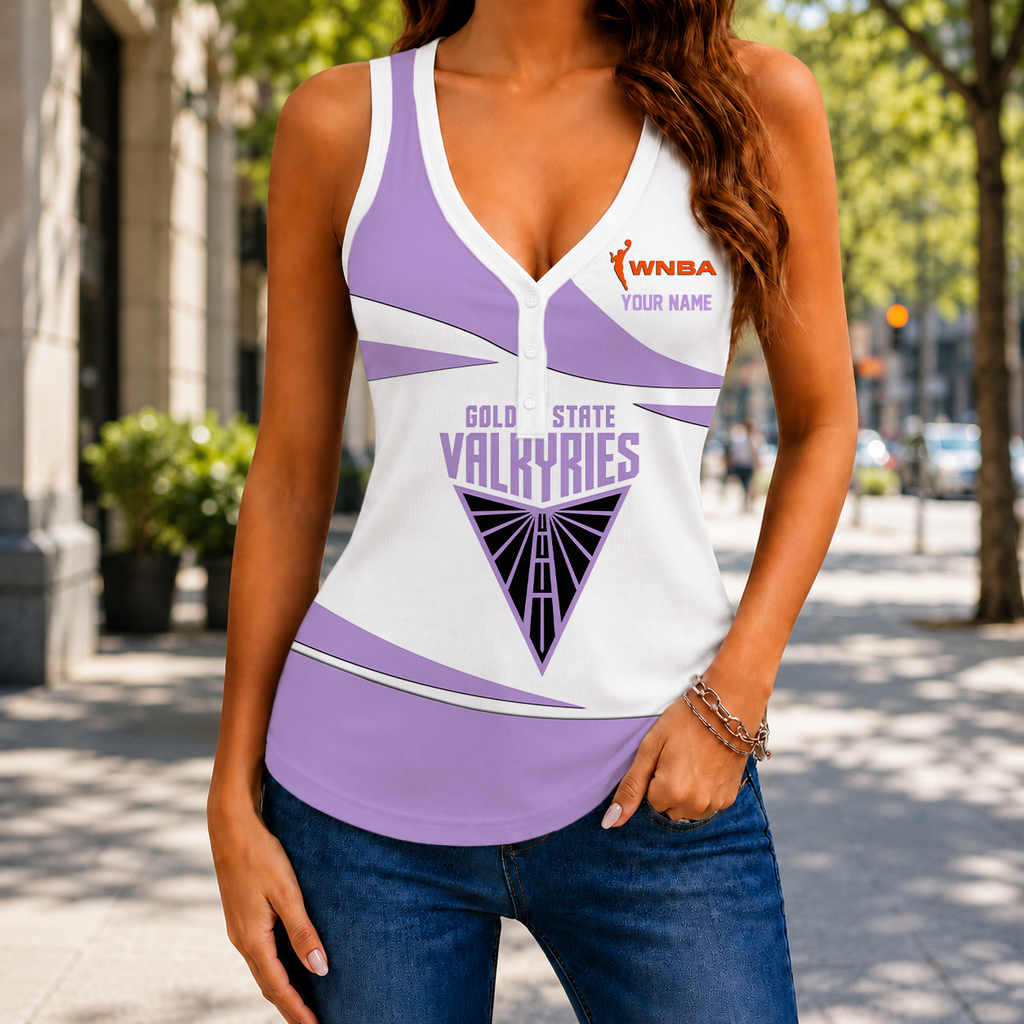 LIMITED DROP - NEW CUSTOMIZED WNBA05 GSV GOLDEN STATE VALKYRIES WOMEN'S V-NECK TANK TOP