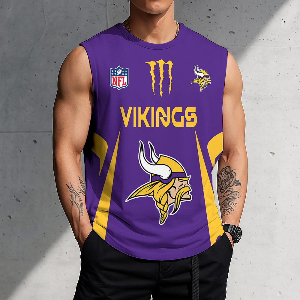 SPECIAL EDITION - NEW CUSTOMIZED NFL05 MVK MINNESOTA VIKINGS MEN'S GYM SHIRT