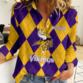 FINAL SALE - NEW CUSTOMIZED NFL05 MVK MINNESOTA VIKINGS WOMEN CASUAL SHIRT FOR FAN