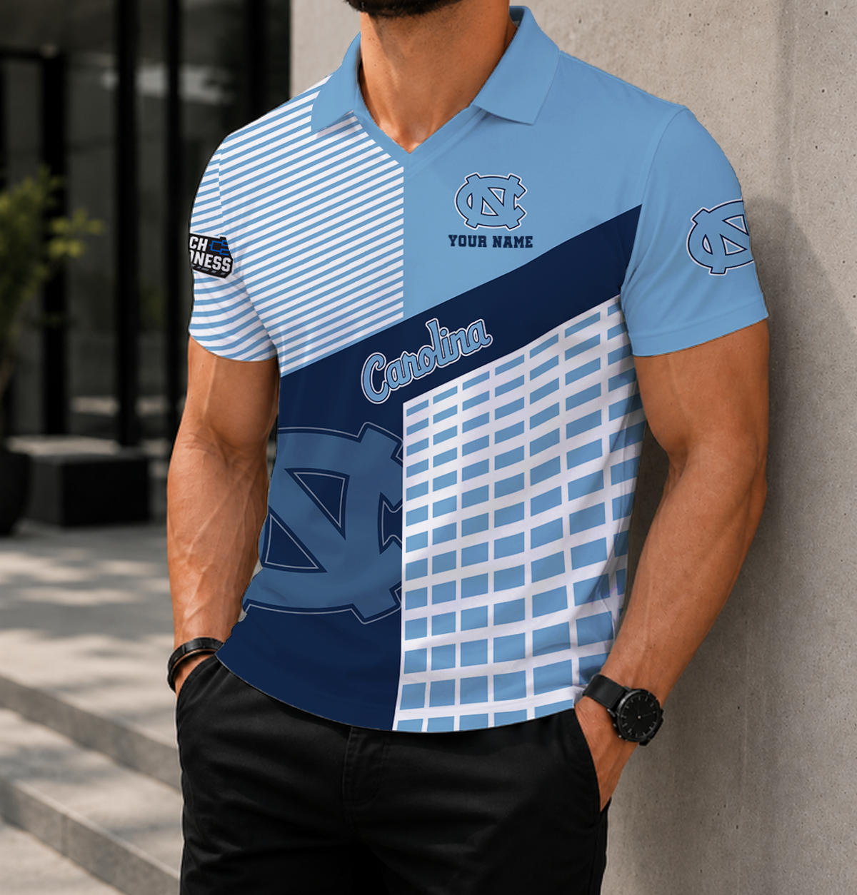 EXCLUSIVE  EDITION - NEW CUSTOMIZED NCAA MAM05 NTH NORTH CAROLINA TAR HEELS POLO SHIRT