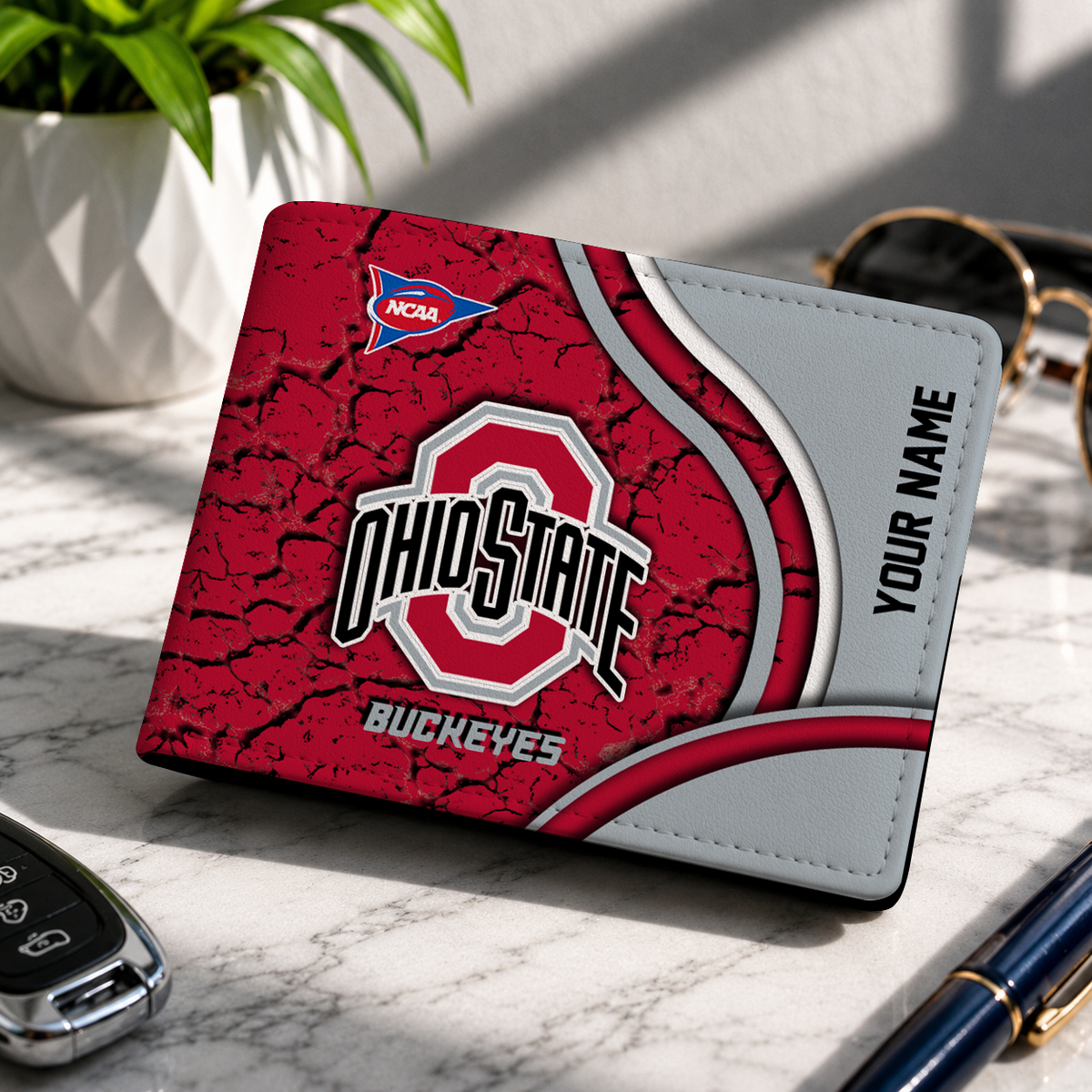 EXCLUSIVE EDITION - NEW CUSTOMIZED NCAA FBS05 OSB OHIO STATE BUCKEYES LEATHER WALLET