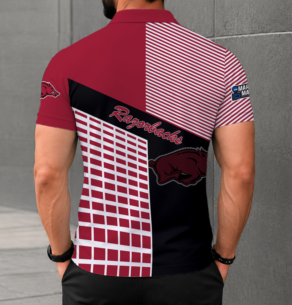 EXCLUSIVE  EDITION - NEW CUSTOMIZED NCAA MAM06 AKR ARKANSAS RAZORBACKS POLO SHIRT