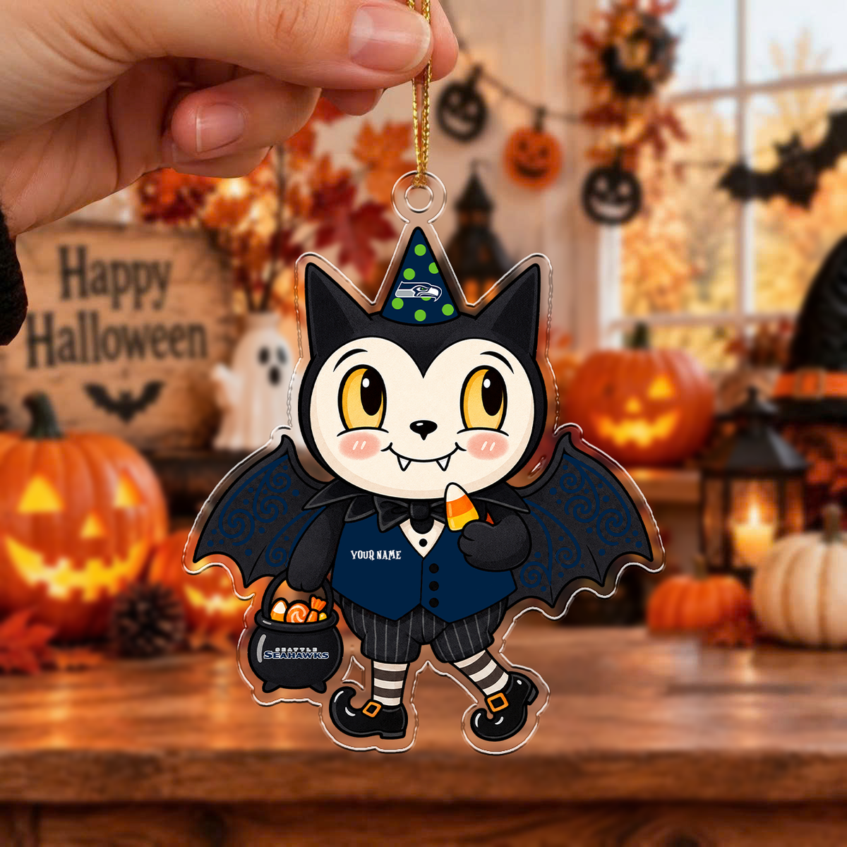 VIRAL EDITION - NEW CUSTOMIZED NFL06 SSH SEATTLE SEAHAWKS ACRYLIC ORNAMENT