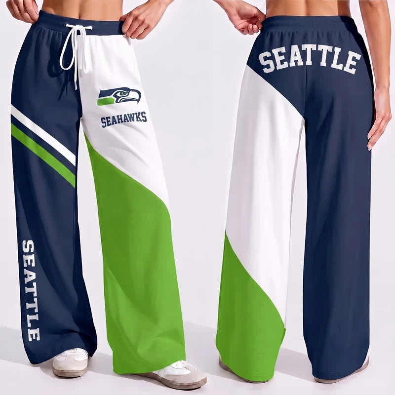 VIRAL EDITION - NEW CUSTOMIZED NFL06 SSH SEATTLE SEAHAWKS WOMEN'S WIDE LEG PANTS