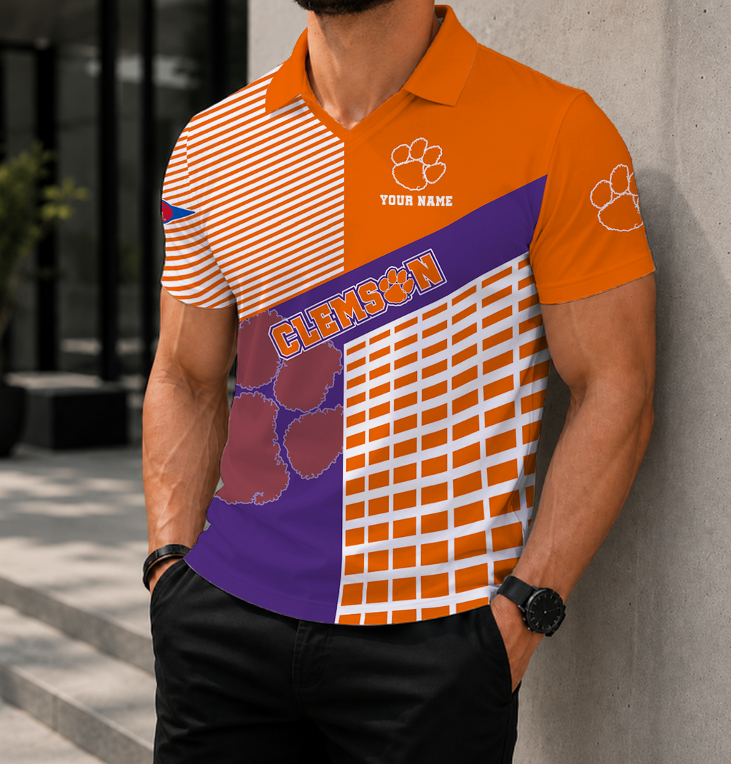 ELITE EDITION - NEW CUSTOMIZED NCAA FBS07 CST CLEMSON TIGERS POLO SHIRT