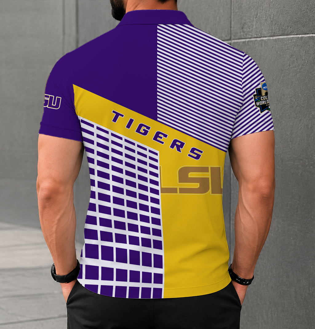 VIRAL EDITION - NEW CUSTOMIZED NCAA CWS07 LST LSU TIGERS POLO SHIRT