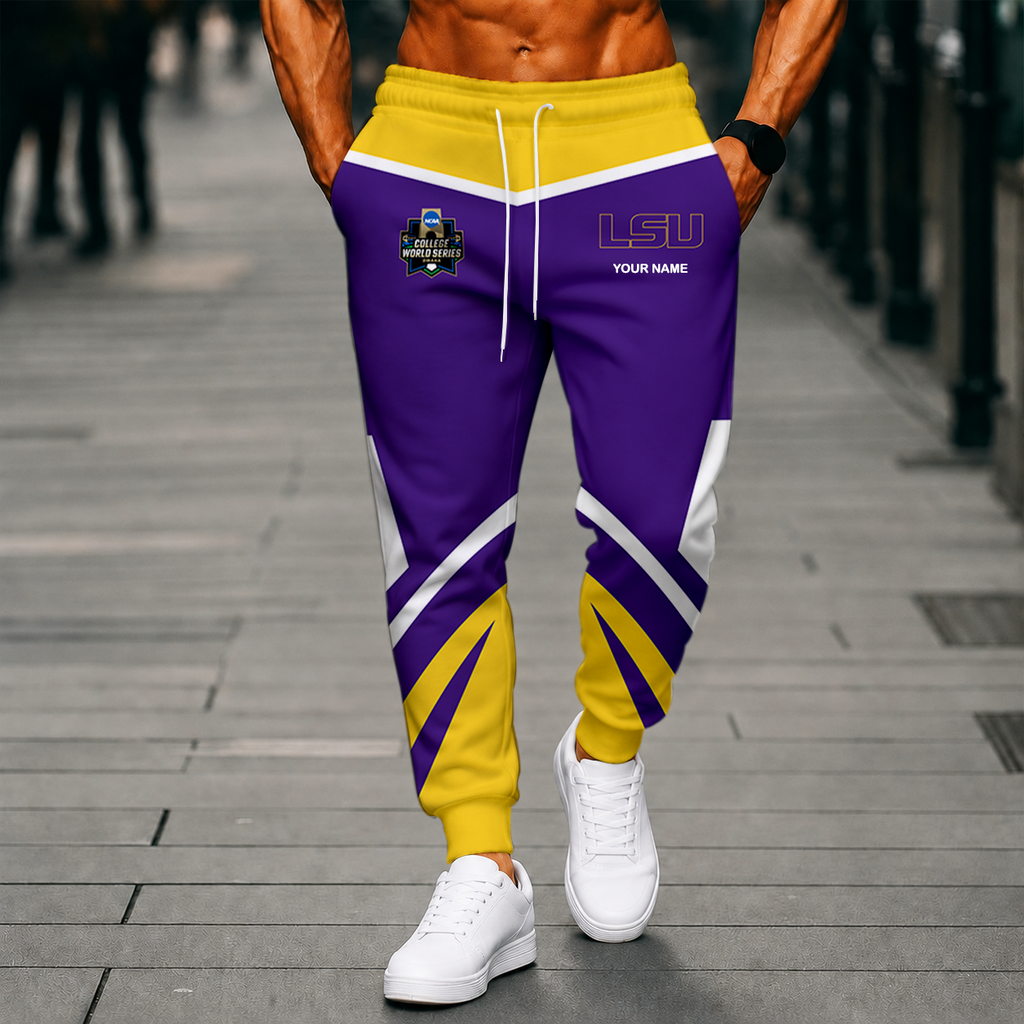 VIRAL EDITION - NEW CUSTOMIZED NCAA CWS07 LST LSU TIGERS SWEATPANTS