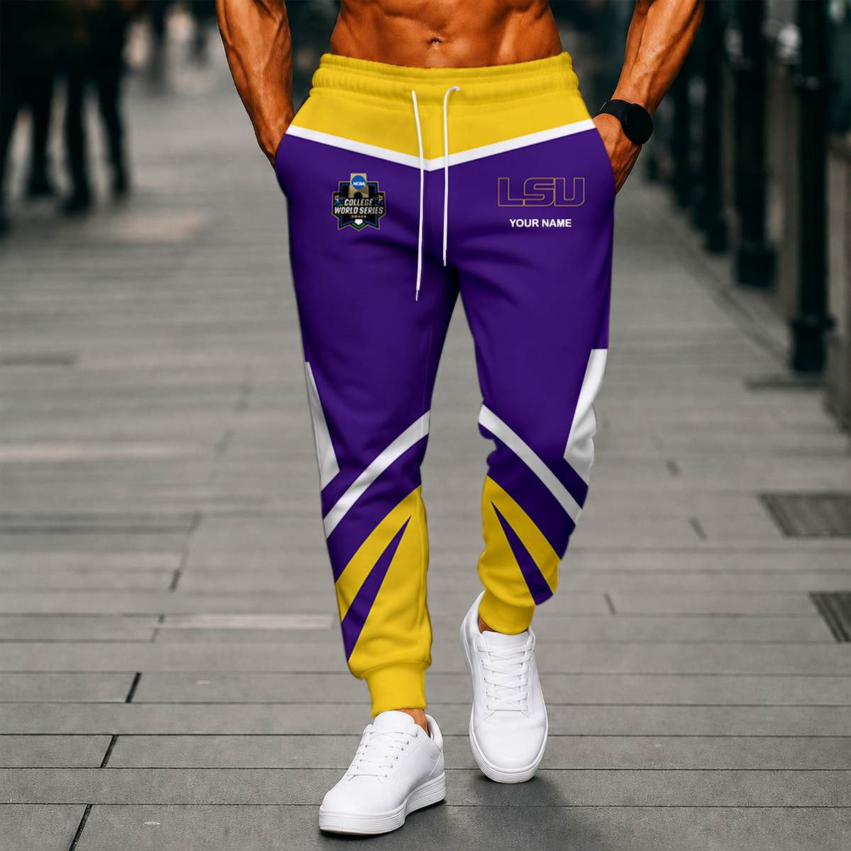 VIRAL EDITION - NEW CUSTOMIZED NCAA CWS07 LST LSU TIGERS SWEATPANTS