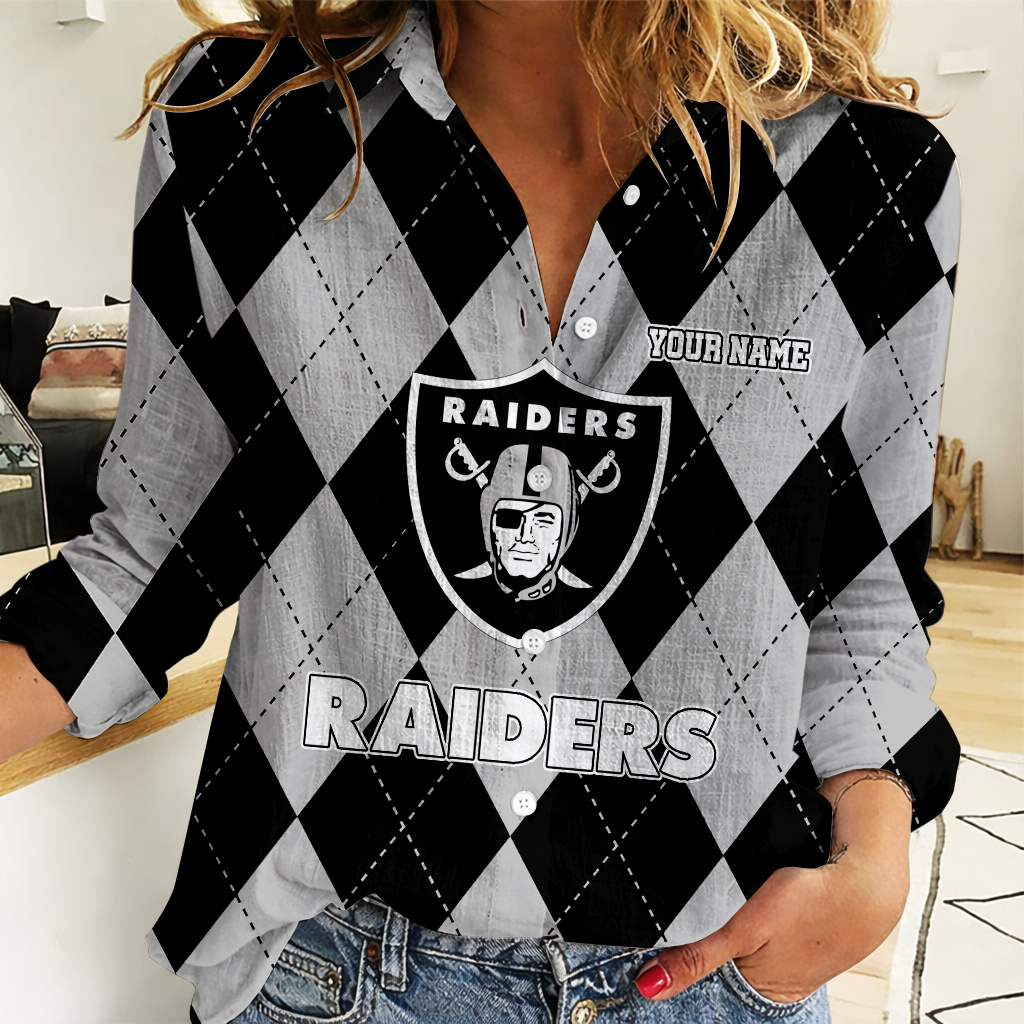 FINAL SALE - NEW CUSTOMIZED NFL07 LVR LAS VEGAS RAIDERS WOMEN CASUAL SHIRT FOR FAN