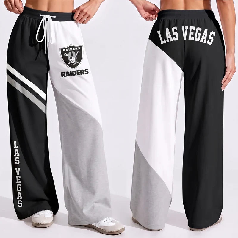 VIRAL EDITION - NEW CUSTOMIZED NFL07 LVR LAS VEGAS RAIDERS WOMEN'S WIDE LEG PANTS