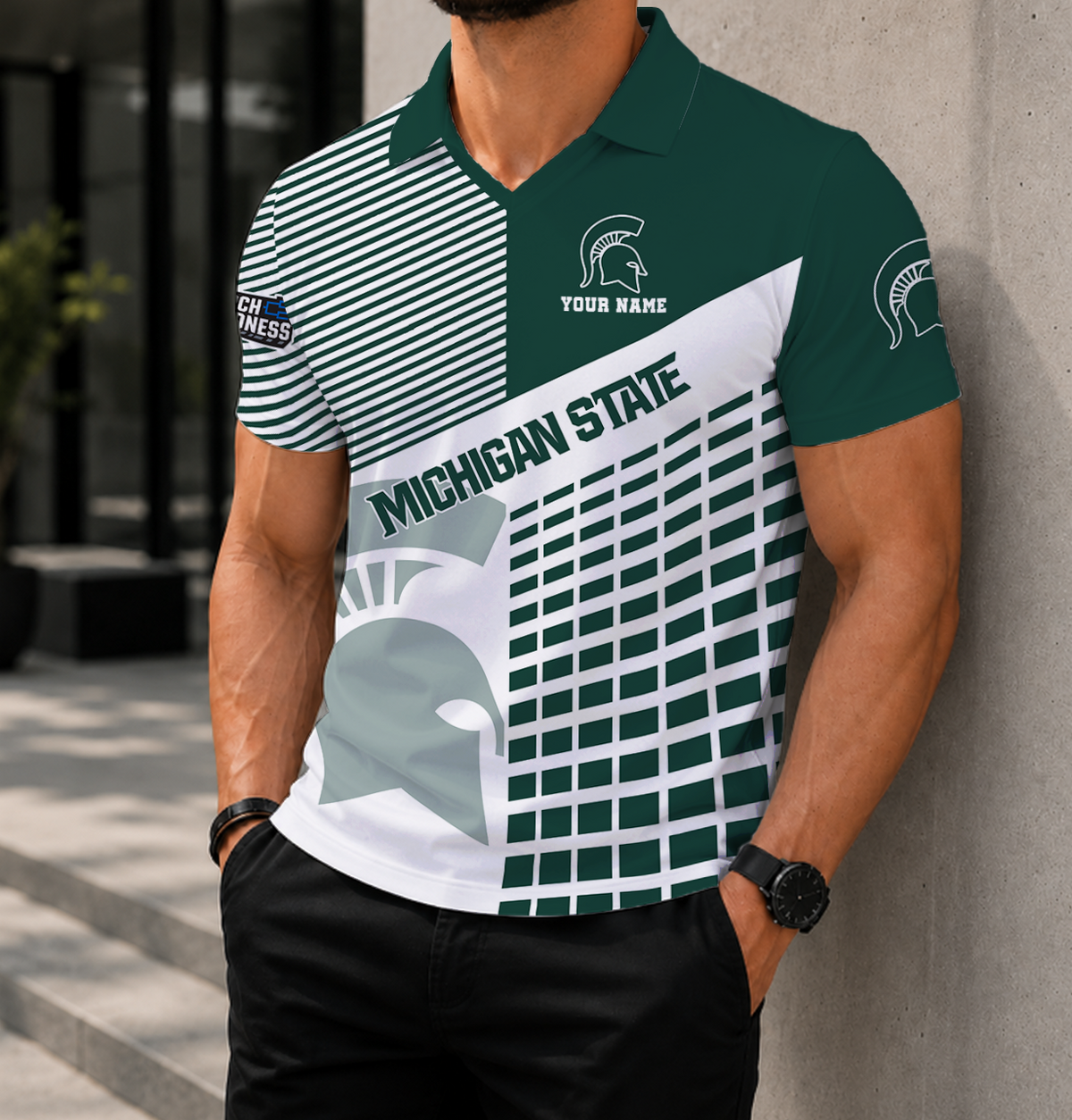 EXCLUSIVE  EDITION - NEW CUSTOMIZED NCAA MAM07 MSS MICHIGAN STATE SPARTANS POLO SHIRT