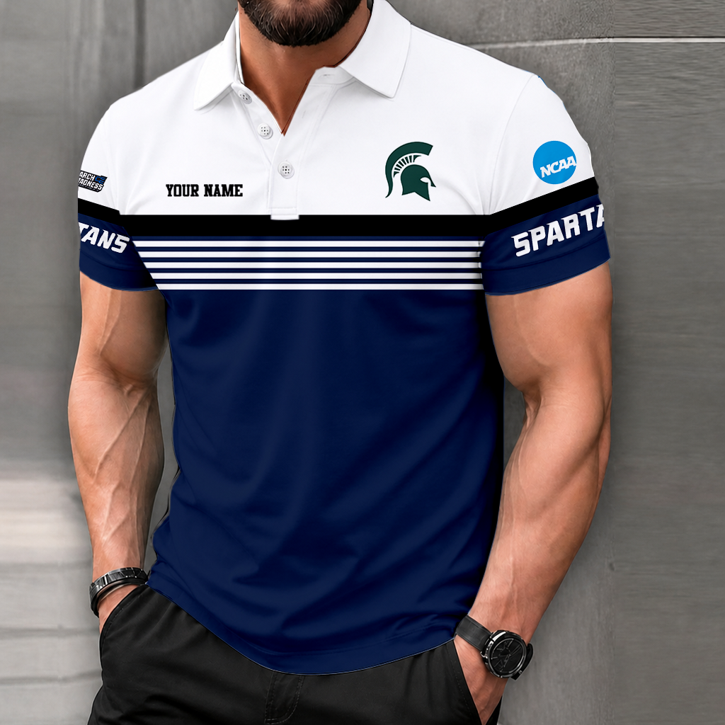 SPECIAL EDITION - NEW CUSTOMIZED NCAA MAM07 MSS MICHIGAN STATE SPARTANS POLO SHIRT
