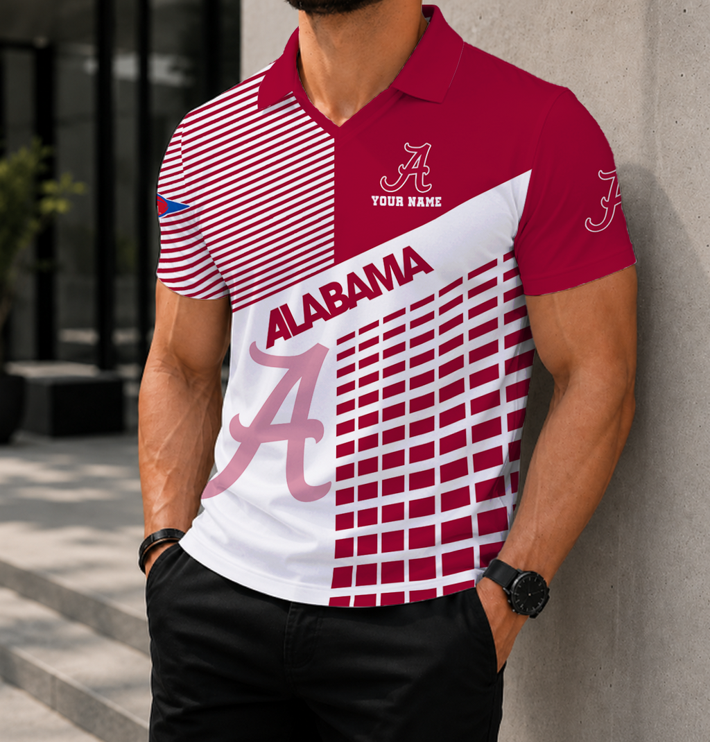ELITE EDITION - NEW CUSTOMIZED NCAA FBS08 ABC ALABAMA CRIMSON TIDE POLO SHIRT