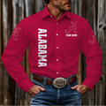 ELITE EDITION - NEW CUSTOMIZED NCAA FBS08 ABC ALABAMA CRIMSON TIDE MEN'S LONG SLEEVE BUTTON-UP SHIRT