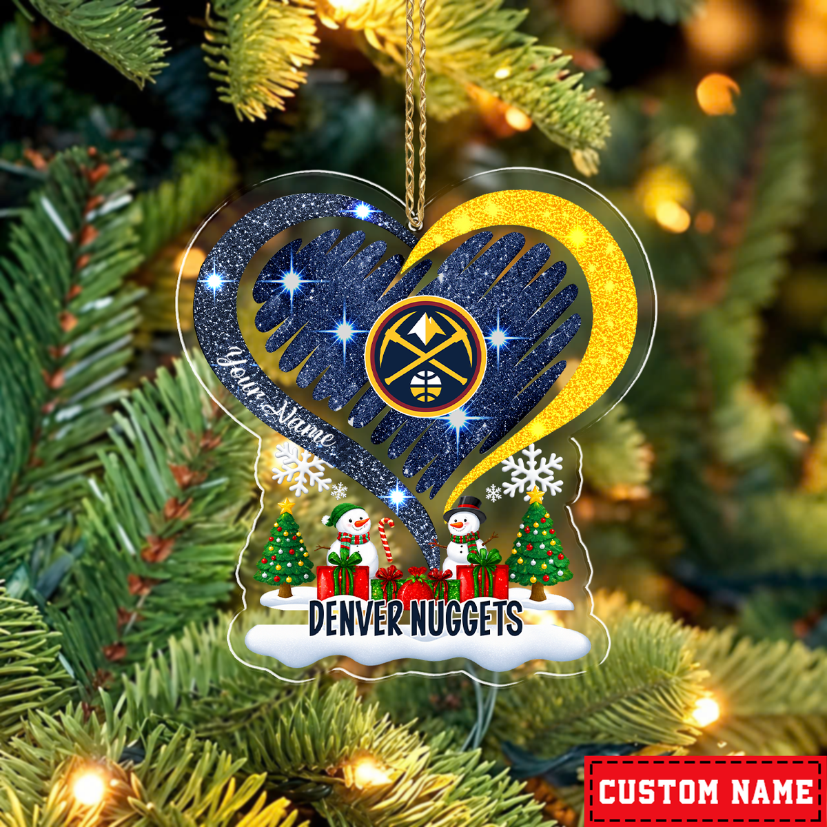 FLASH SALE - NEW CUSTOMIZED NBA08 DNU DENVER NUGGETS CHRISTMAS ACRYLIC ORNAMENT