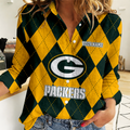 FINAL SALE - NEW CUSTOMIZED NFL08 GBP GREEN BAY PACKERS WOMEN CASUAL SHIRT FOR FAN
