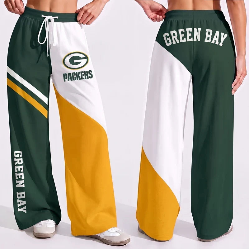 VIRAL EDITION - NEW CUSTOMIZED NFL08 GBP GREEN BAY PACKERS WOMEN'S WIDE LEG PANTS