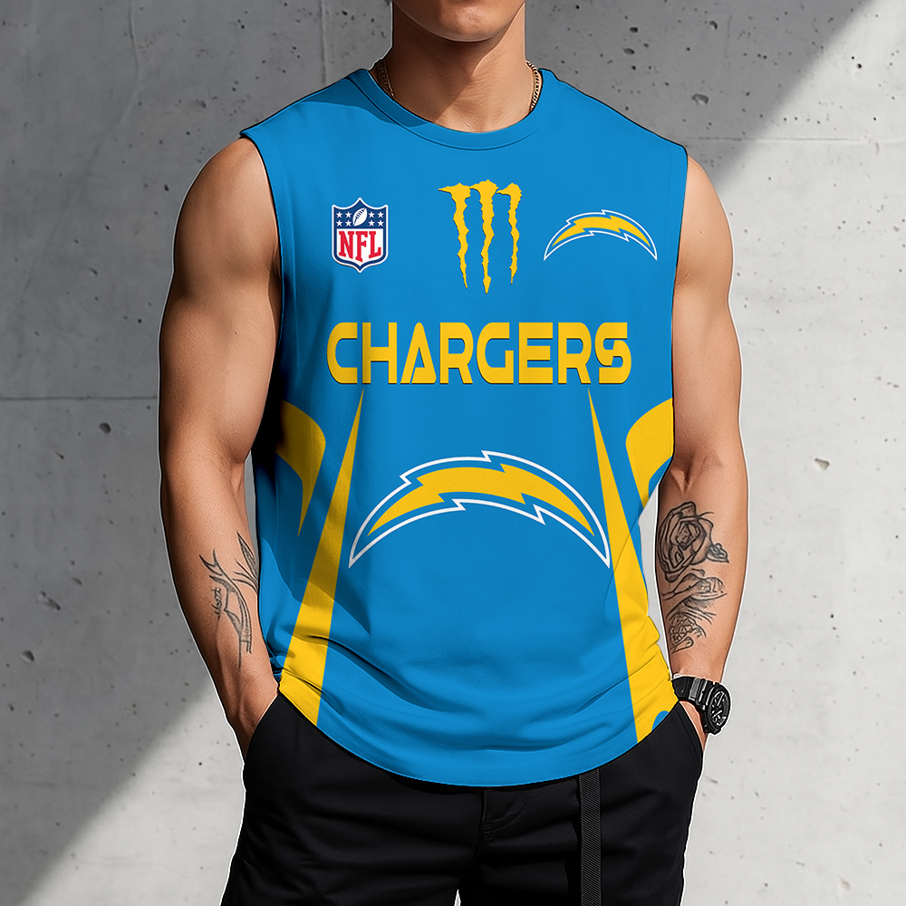 SPECIAL EDITION - NEW CUSTOMIZED NFL09 LAC LOS ANGELES CHARGERS MEN'S GYM SHIRT
