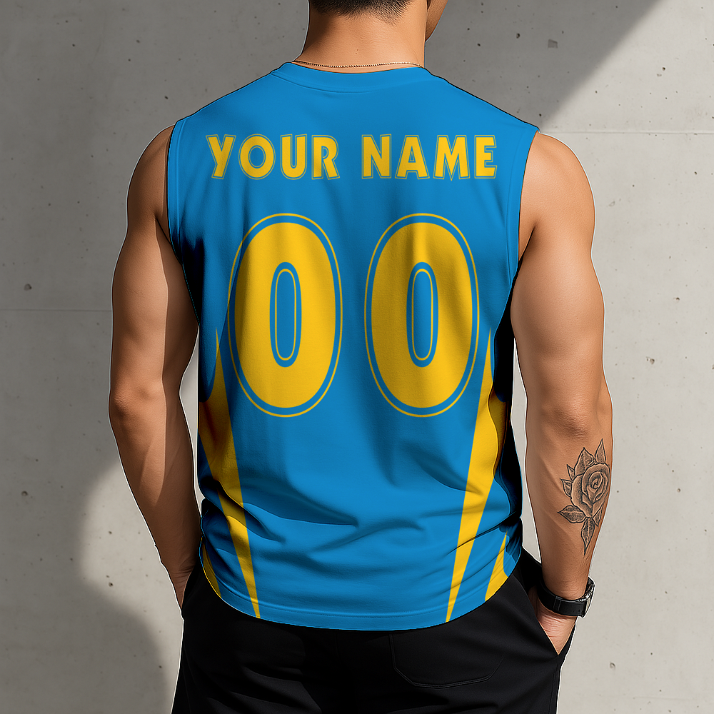 SPECIAL EDITION - NEW CUSTOMIZED NFL09 LAC LOS ANGELES CHARGERS MEN'S GYM SHIRT