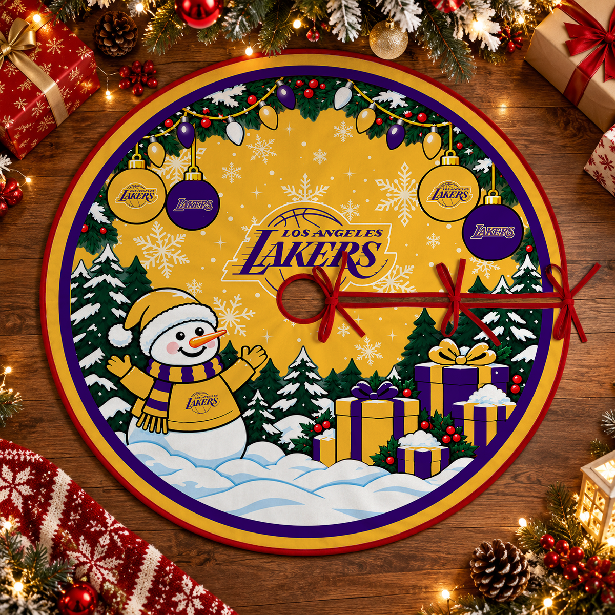 [FAN FAVORITE] NEW CUSTOMIZED NBA09 LLA LOS ANGELES LAKERS CHRISTMAS TREE SKIRT