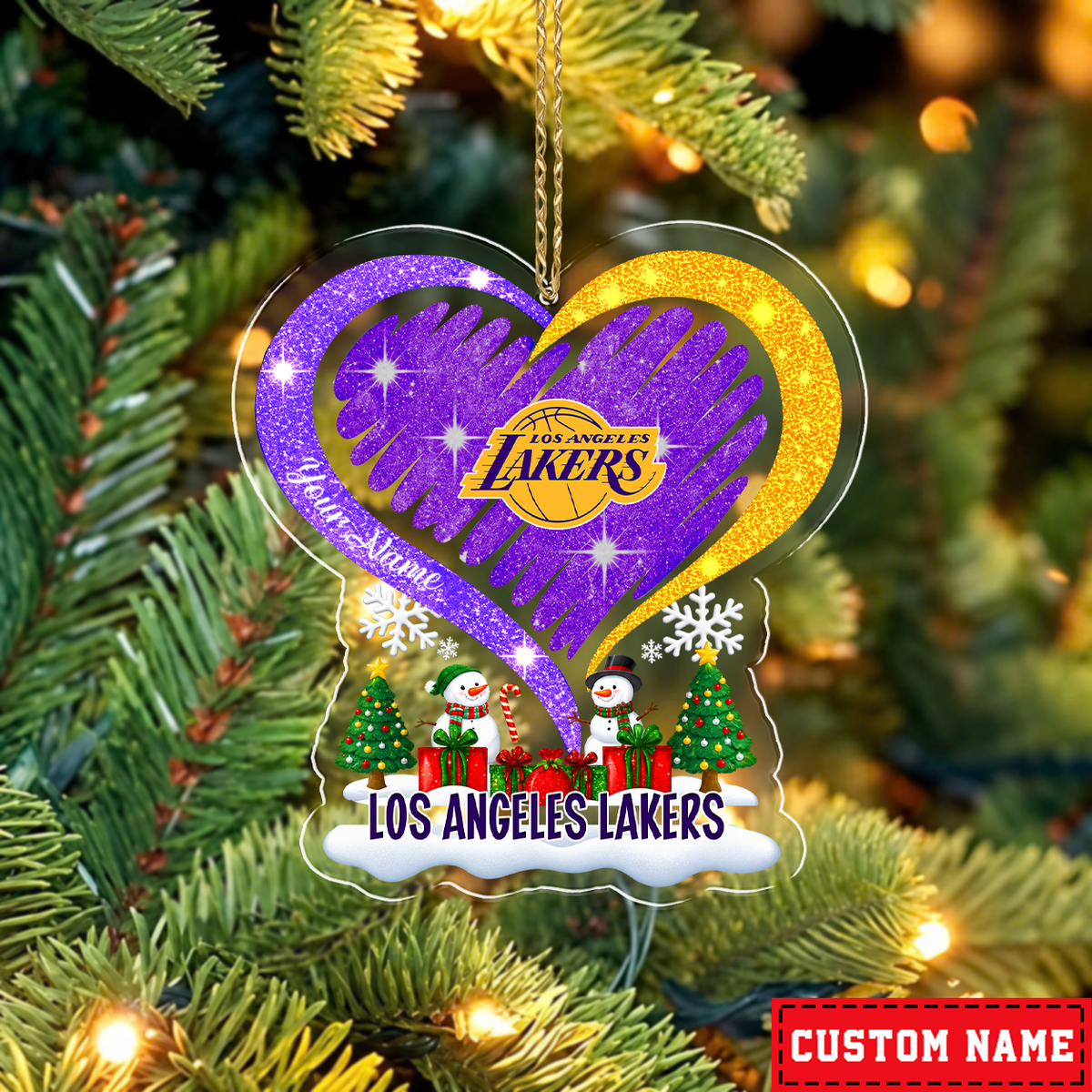 FLASH SALE - NEW CUSTOMIZED NBA09 LLA LOS ANGELES LAKERS CHRISTMAS ACRYLIC ORNAMENT