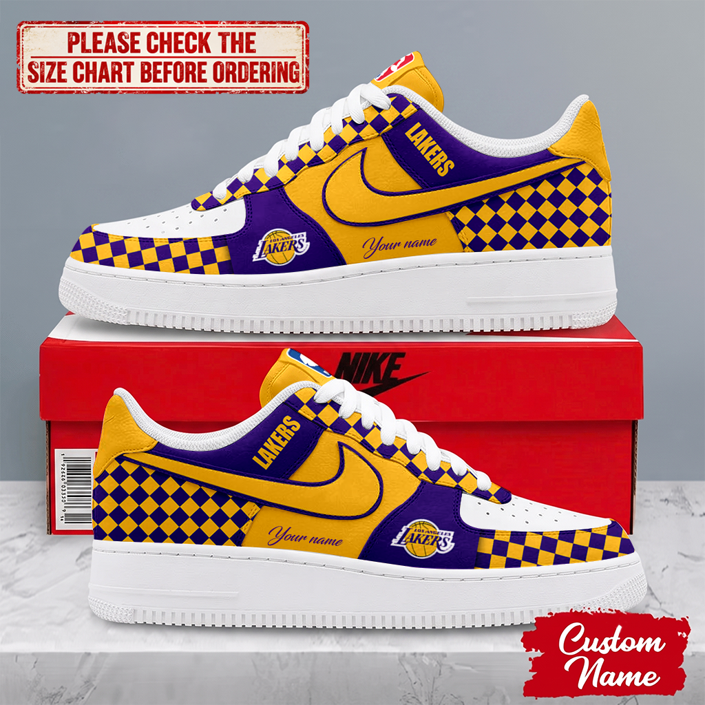 ELITE EDITION - NEW CUSTOMIZED NBA09 LLA LOS ANGELES LAKERS AF1 SNEAKERS