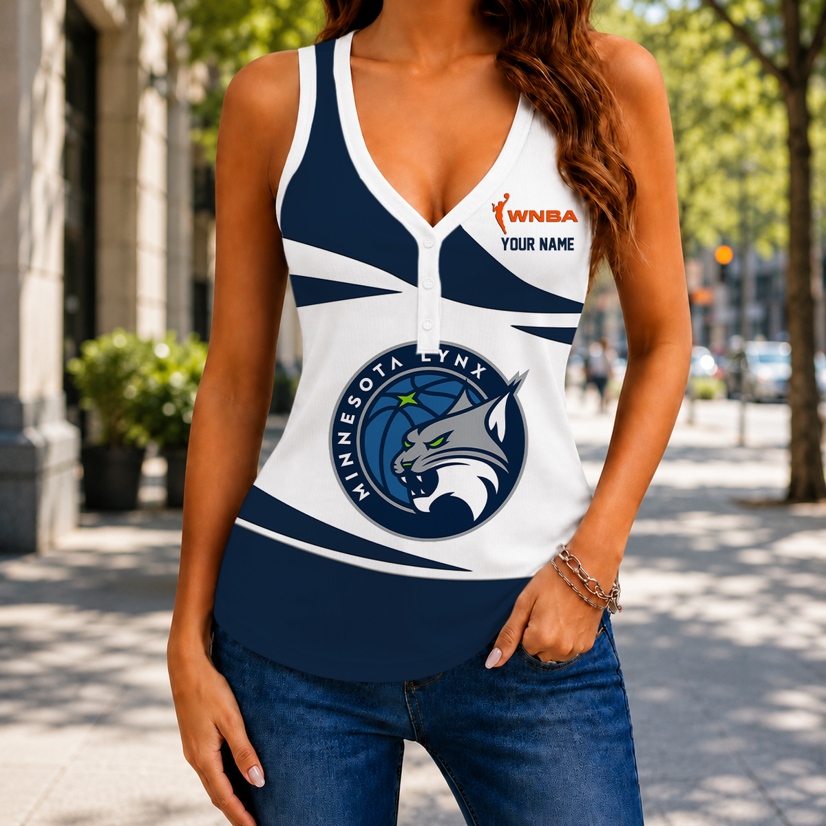 LIMITED DROP - NEW CUSTOMIZED WNBA09 MNL MINNESOTA LYNX WOMEN'S V-NECK TANK TOP