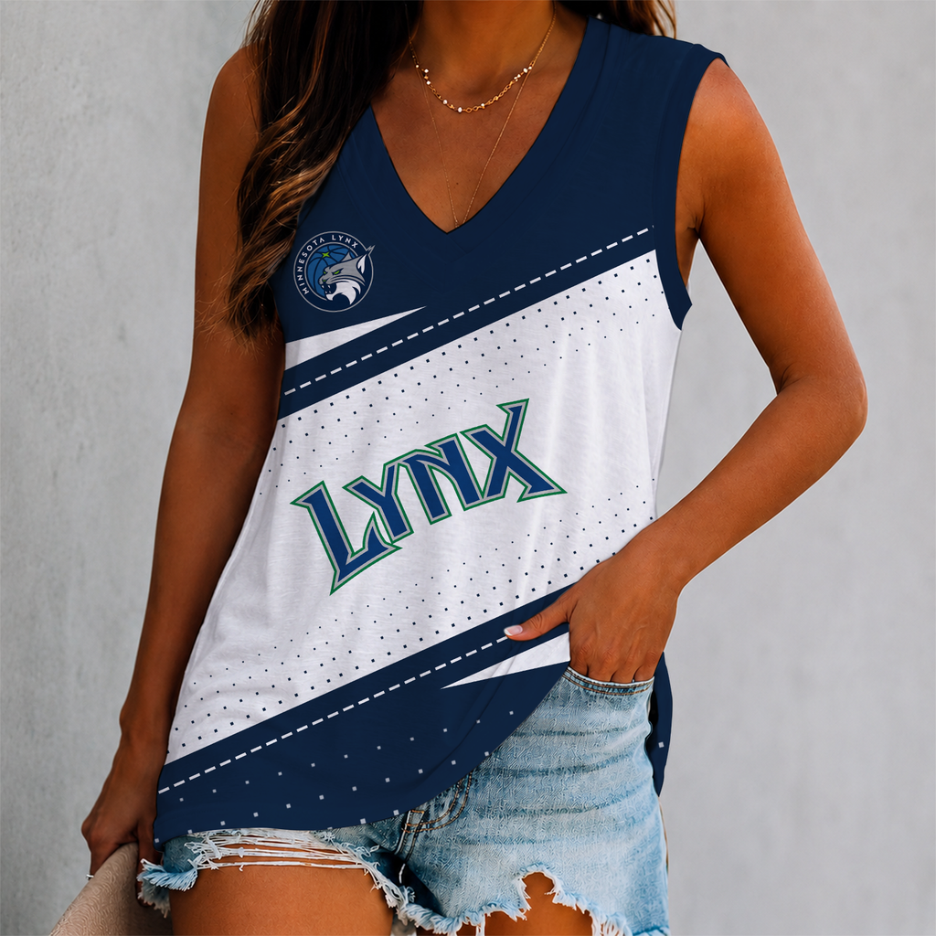 SPECIAL EDITION - NEW CUSTOMIZED WNBA09 MNL MINNESOTA LYNX WOMEN'S V-NECK TANK TOP