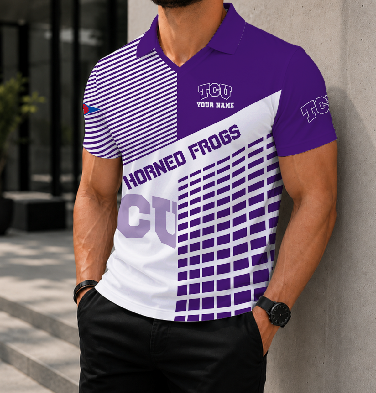 ELITE EDITION - NEW CUSTOMIZED NCAA FBS09 THF TCU HORNED FROGS POLO SHIRT