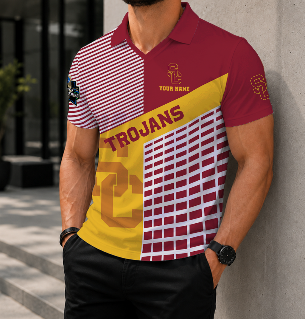 VIRAL EDITION - NEW CUSTOMIZED NCAA CWS09 USC USC TROJANS POLO SHIRT